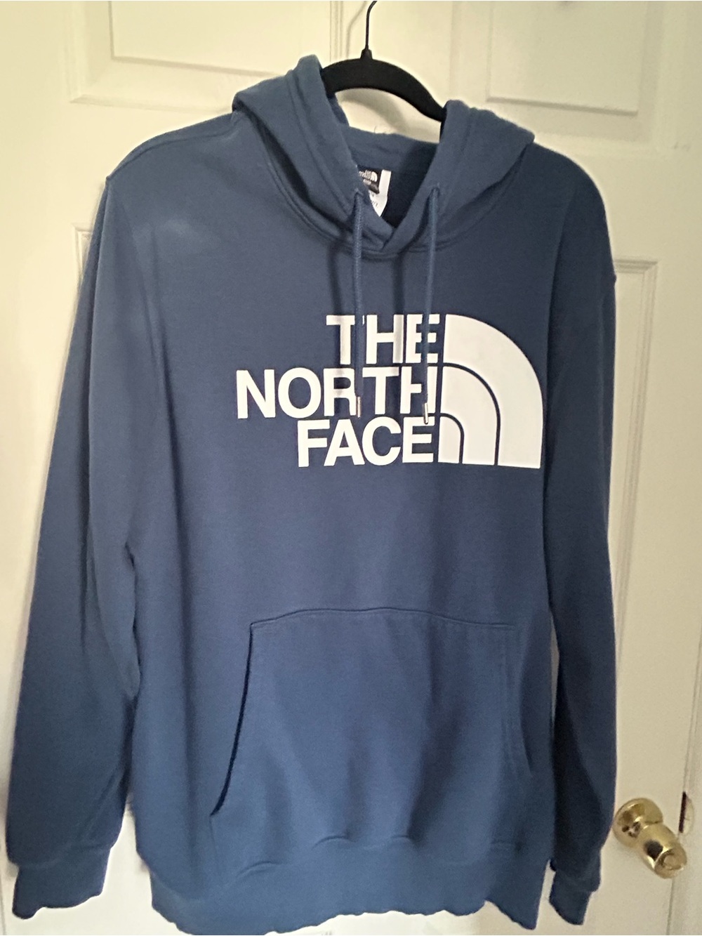 Mens XL The North Face Men's Slate Blue Crewneck Hoodie with White Logo
